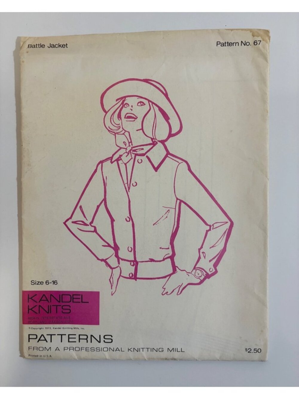 Kandel Knits Battle Jacket Pattern 67 Size 6-16 1972 Uncut
